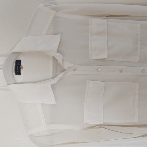 Spense White Button Down Blouse Sz M - Picture 2 of 6